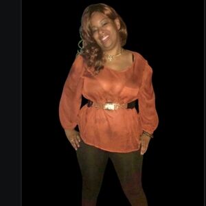 Rust Orange Blouse with Belt